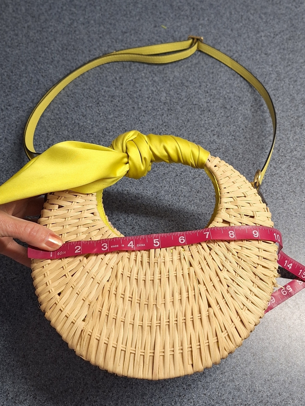 Scoop Woven Straw Crossbody Bag with Satin Scarf Accent, Style#SC221129 - Picture 12 of 16